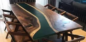 96" x 48" Black Epoxy Resin Dining Table Top Home Furniture piece - Picture 1 of 9