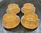 Fire King Peach Lustre Luster Ware Leaves Tea Cup Saucer Set Of 4