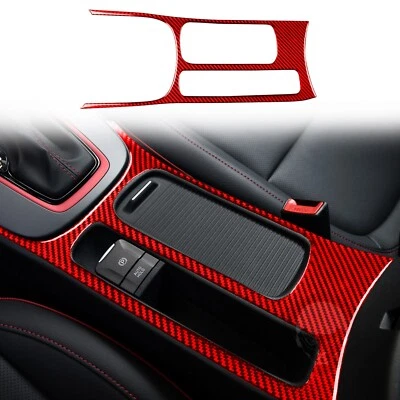 Cubierta de panel portavasos de agua para consola de fibra de carbono roja para Hyundai Kona N 2018-23 Foto 1 de 4