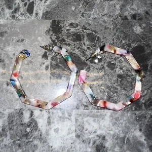 Moda Acrílico Aros Pendientes Coloridos Post Orejas Perforadas Años 80’s Boho Nuevo - Imagen 1 de 2