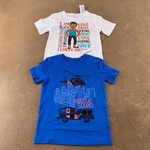 Boys Size 5T Children's Place I Am & Carter's Blue Rescue Squad Graphic Tees NWT - Picture 1 of 9