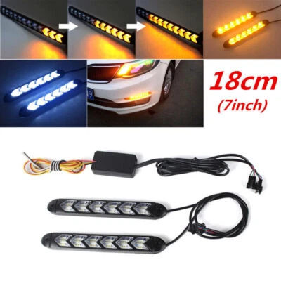 Luz de circulación diurna LED blanca + ámbar de 7" para automóvil señal de giro impermeable universal Foto 1 de 4