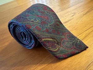 CORBATA CUELLO ETRO MILANO Flaca Paisley Sarga Seda 56-L Hecha en Italia - Imagen 1 de 6