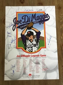 1999 *JOE DIMAGGIO LEGENDS GAME* POSTER SIGNED BY 8 MLB PLAYERS - TIANT - MINOSO - Picture 1 of 12