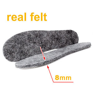 THICK Unisex FELT SHOES INSOLES Inner for Boots, Shoes - Mens, Ladys - 8mm THICK