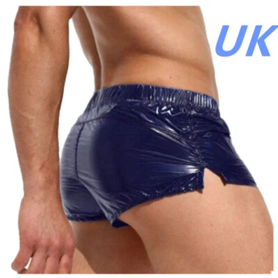 UK Mens Boxer Shorts Elastic Waistband Hot Pant Wet Look Gym Club Sportwear - Image 1 of 2