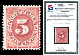 Scott J25 1891 5c Bright Claret Postage Due Mint F-VF OG LH with PSE CERT! - Picture 1 of 1