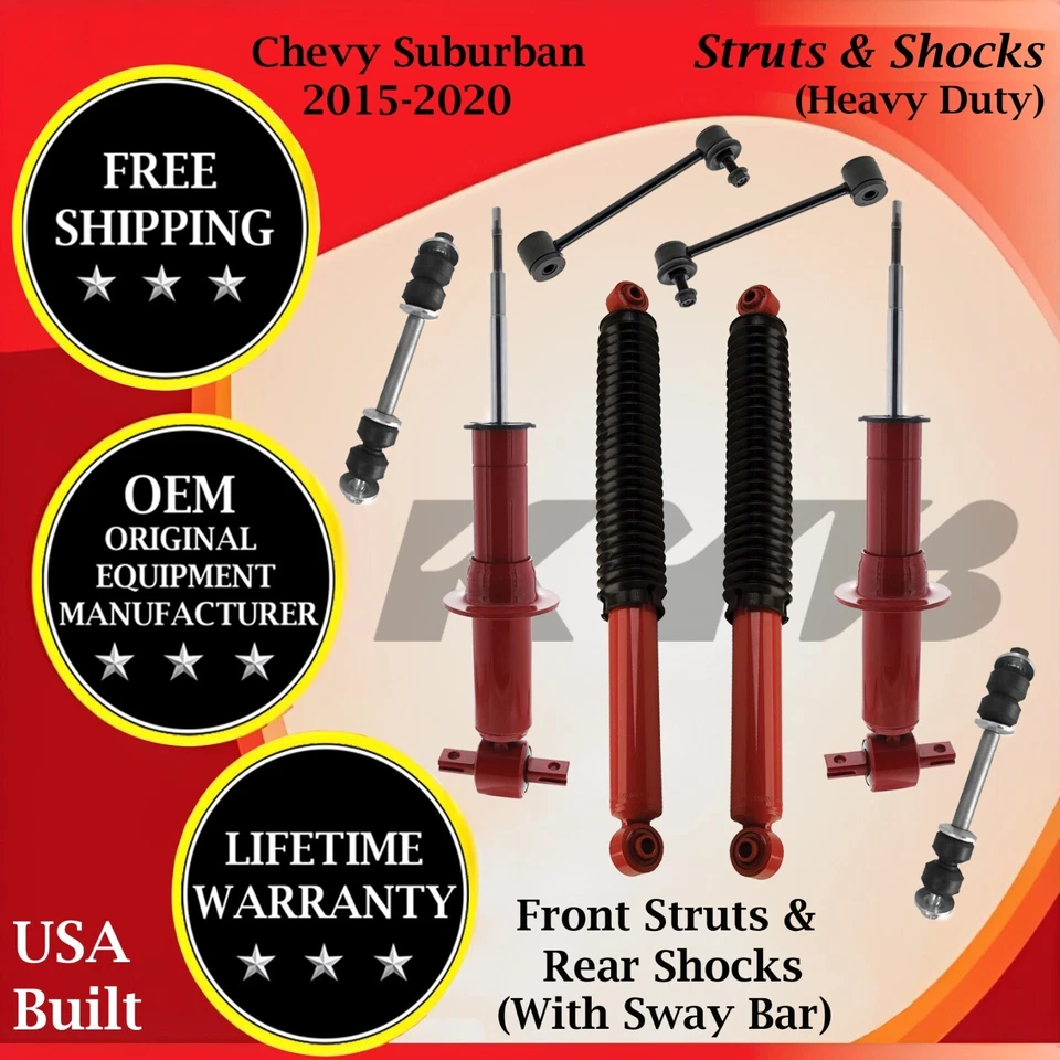 Amortiguadores delanteros y traseros KYB OEM con barra estabilizadora para Chevy Suburban HD 2015-2020 Foto 1 de 4