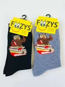 Nuove 2 paia calze girocollo Professor Owl grigie e nere da donna taglia 9-11 Foozys - Foto 1 di 1