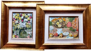 2 serigrafie su argento "Portofino" e "Fiori" firmate M. Cascella con autentica - Foto 1 di 8