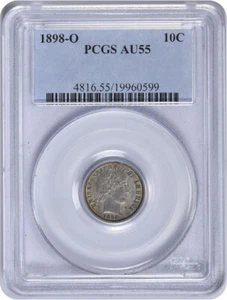 1898-O Barber Silver Dime AU55 PCGS - Picture 1 of 2