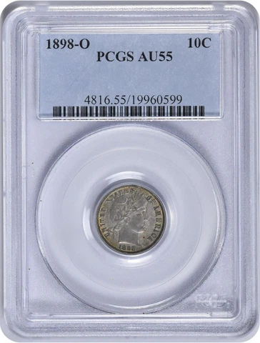 1898-O Barber Silver Dime AU55 PCGS Cover