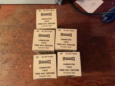 Caja de 5 interruptores de 3 vías vintage Leviton 5217-I marfil - NOS (SS-1176) Foto 1 de 4