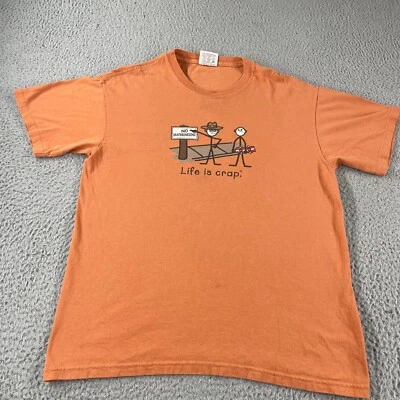 VTG Life is Crap "No Skateboarding" T-Shirt Orange Adult Men's Size Medium Tee * - Image 1 of 4