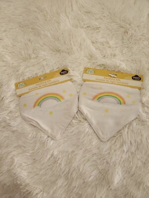 Lote de 2 babadores bandana arco-íris Angel of Mine bebê recém-nascido 0+ meses novo  - Imagem 1 de 2