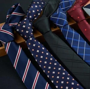 Premium Satin Plain Stripe Necktie Classic Wedding Formal Men's Tie 8CM Wide - Picture 1 of 30