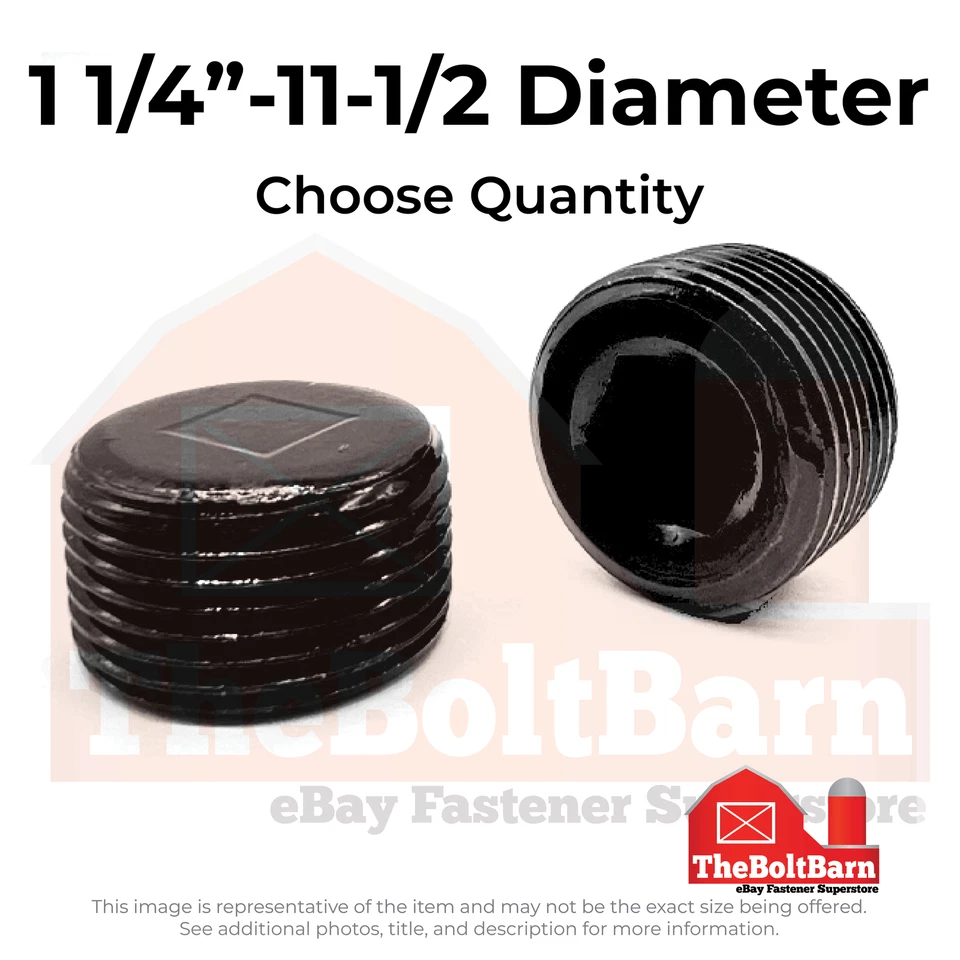 Tapones de tubería de sellado al ras de aleación de 1-1/4"-11-1/2 óxido negro hechos en EE. UU. (elige la cantidad) Foto 1 de 1