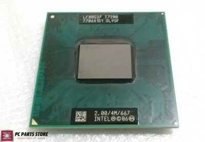 Procesador CPU móvil Intel Core 2 Duo T7200 2,0 GHz 4 MB 667 MHz SL9SF Socket M 34 W Foto 1 de 4