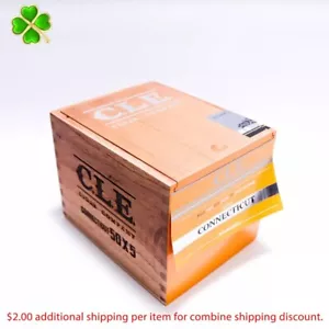 C.L.E. Connecticut 50 x 5 Empty Wood Cigar Box 5.5" x 4.5" x 4.25" ~ - Picture 1 of 10