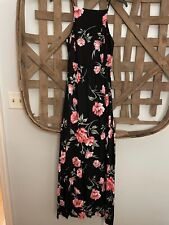 Band Of Gypsies Maxi Dress Size Small Black Pink Floral Print