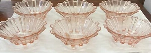 6 PINK DEPRESSION GLASS 5 3/4” SALAD / FRUIT BOWLS 1930’s ? - Picture 1 of 9