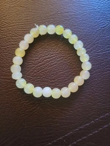 Gemstone Natural Yellow Quartz Round Bead Ball Stretch Bracelet Unisex - Picture 1 of 5