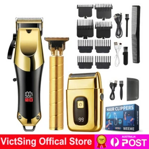 Professional Men Hair Clipper Cordless Beard Trimmer Electric Shaver Kit & Case - Picture 1 of 22