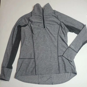 Graues Champion halb tailliertes langärmliges Performance-Shirt mit Teilreißverschluss für Damen L - Bild 1 von 8