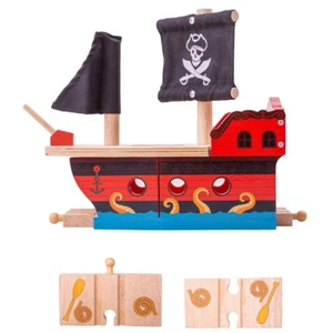 Galeón pirata barco túnel madera tren vía accesorio compatible Brio - Imagen 1 de 3