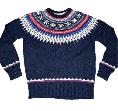 Suéter American Eagle Para Hombre Talla M Mediano Top de Esquí Fair Isle Blanco Azul Rojo Foto 1 de 4