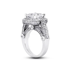 Anillo de piedra lateral con halo de diamantes naturales certificados princesa G SI1 5 1/2ct G SI1 - Imagen 1 de 3