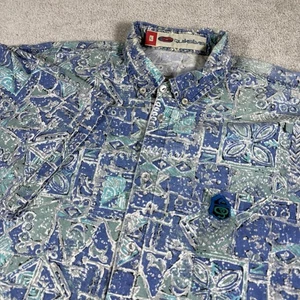 Vintage Quicksilver Shirt Mens Large Blue Geometric Hawaiian Surf Y2K 90s - Picture 1 of 6