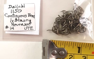 77 DAIICHI #1150 Talla 14 Ganchos Ancho Gap Up Ojo Larva Huevo Gancho código 39 - Imagen 1 de 2