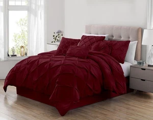 Chezmoi Collection Sydney 7-Piece Pinch Pleat Microfiber Comforter Bedding Set - Picture 1 of 38