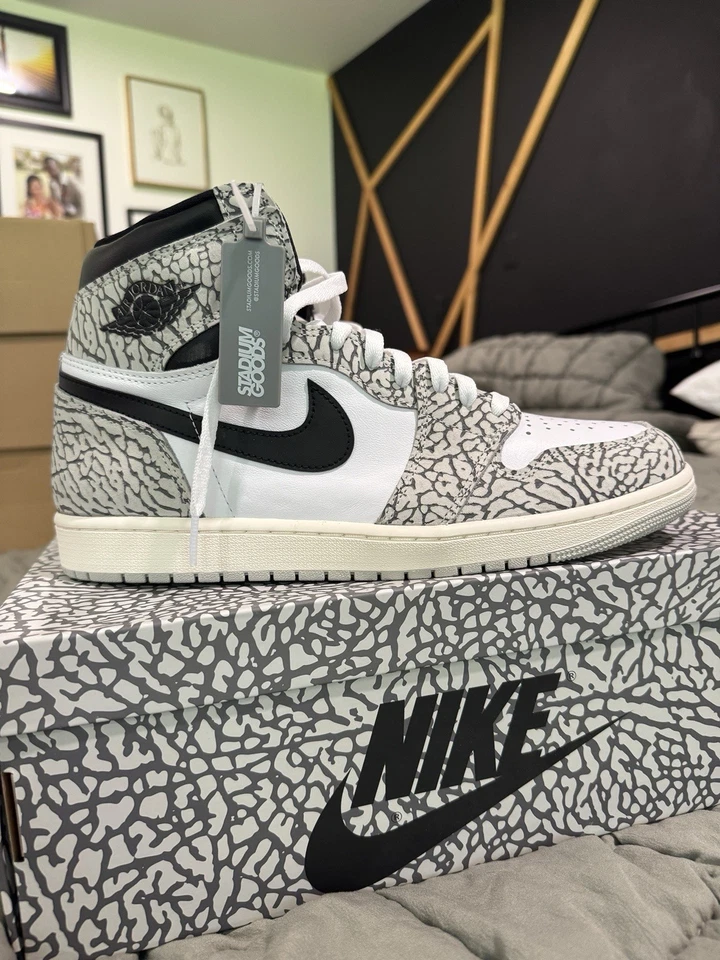 Size 12.5 - Air Jordan 1 Retro OG High White Cement Black White (DZ5485-052) - Image 1 of 4