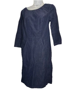 Boden Damen Gr. US 6L Cord Etuikleid dunkelblau 3/4 Ärmel Taschen Freizeit - Bild 1 von 7