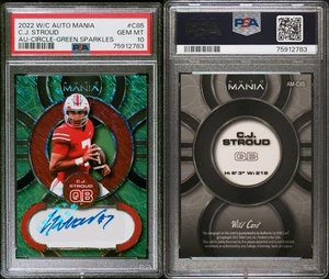 2022 Wild Card Auto Mania #C85 CJ STROUD Green Sparkles Rookie /50 RC PSA 10 - Picture 1 of 3
