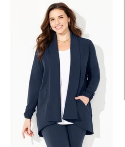 Catherines Übergröße Curvy Collection Staubmantel Strickjacke blau Größe 2X - Bild 1 von 7