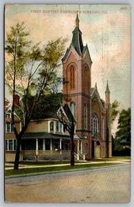 Postcard - Waukegan, Illinois, First Baptist Church August 6 1909 - Picture 1 of 2