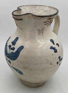18TH CENTURY LARGE SPANISH ARAGONESE POTTERY JUG / PITCHER A/F - Picture 1 of 11