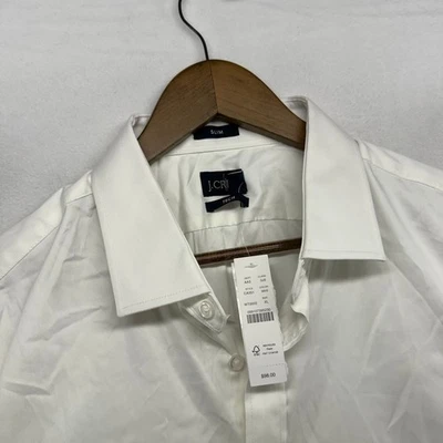 Camisa de Vestir J Crew Para Hombres XL Blanca Tecnología Ajustada Preppy Rendimiento Sólida Negocios NUEVA Foto 1 de 4