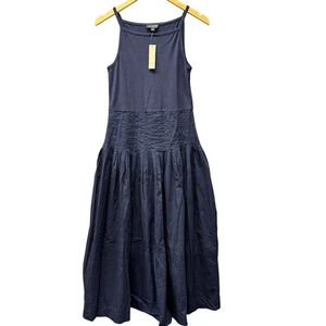 Vestido J Crew Para Mujer Pequeño Azul Marino Costero Pintuck Mixy ACTUAL Popelina Maxi NUEVO - Imagen 1 de 13