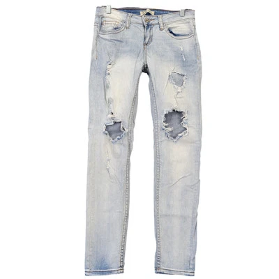 Pantalones de mezclilla ZCO azules grunge desgastados elásticos rasgados lavado ácido para mujer talla 9 juniors Foto 1 de 4