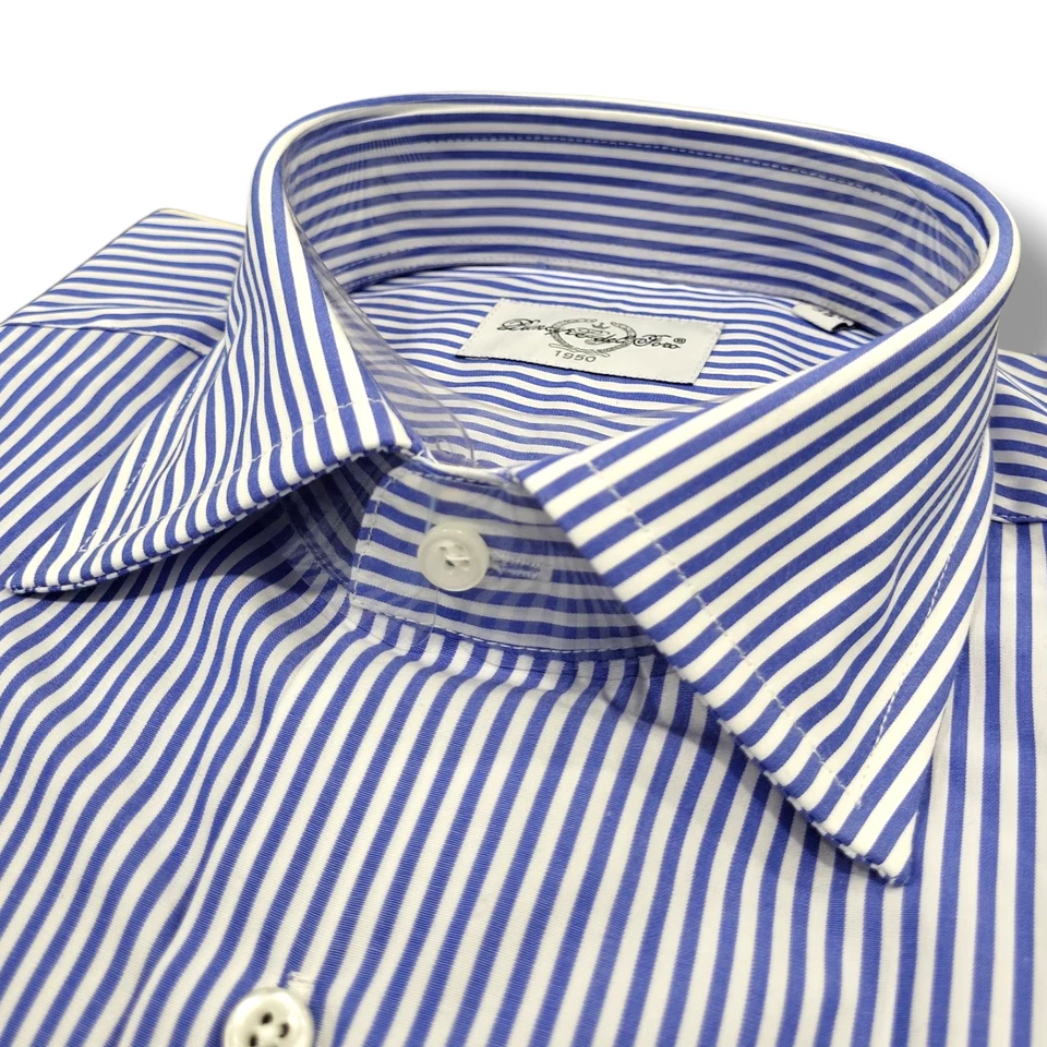 Camicia UOMO Regular in cotone rigata "PRINCIPE DEL FORO" azzurra 39 41 45 - Immagine 1 di 1