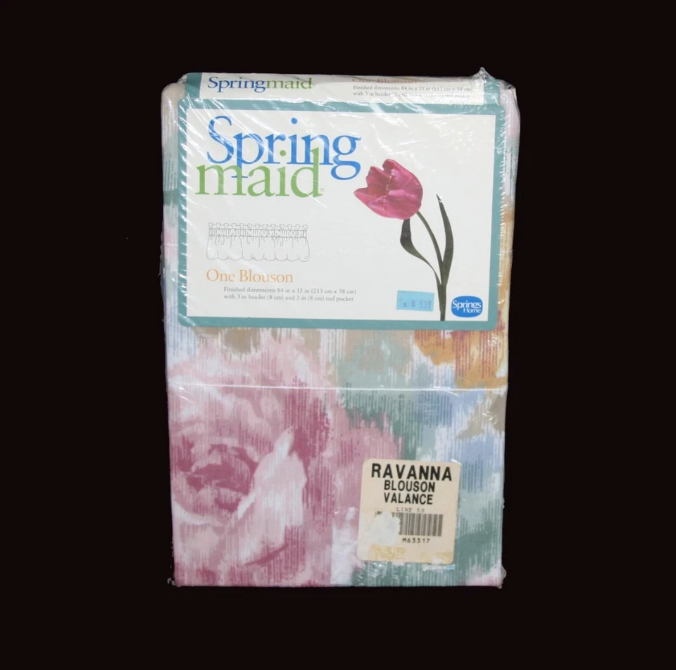 Springmaid RAVANNA Abstract Floral Roses Blouson Valance 84" x 15" NIP DISC! - Image 1 of 1