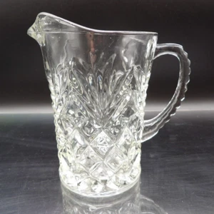 Anchor Hocking Prescut Clear Creamer 4 5/8" Star & Fan Design Pressed Glass VTG - Picture 1 of 8