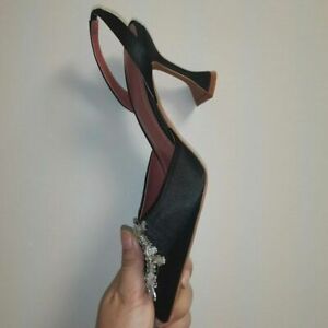 Women Pumps Luxury Crystal Slingback High Heels Comfortable Heeled Bride Shoes