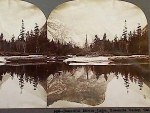 ESTÉREOVISTAS HISTÓRICAS - KEYSTONE 1899 HERMOSO ESPEJO LAGO VALLE DE YOSEMITE CA - Imagen 1 de 2