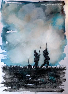 Jagdgemälde, Jagdmaler, Jagd, Jäger, Fasan, Pheasant, Niederwild, Jagdkunst - Bild 1 von 1