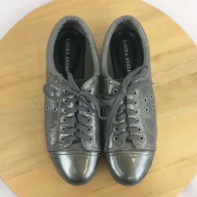 Laura Ashley Rugby Sneakers Womens Size 6.5 Gray Silver Metallic Tennis Shoes - Image 1 of 4
